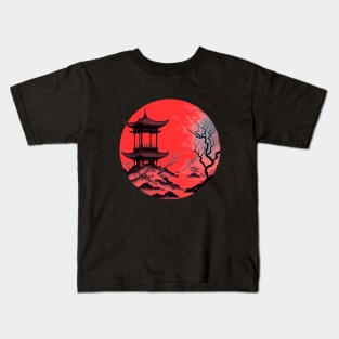 japanese pagoda with trees Kids T-Shirt
